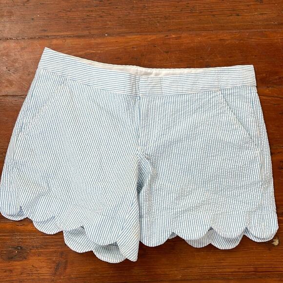 Lily Pulitzer Buttercup seersucker striped scalloped hem flat front shorts sz 2 - Picture 1 of 6